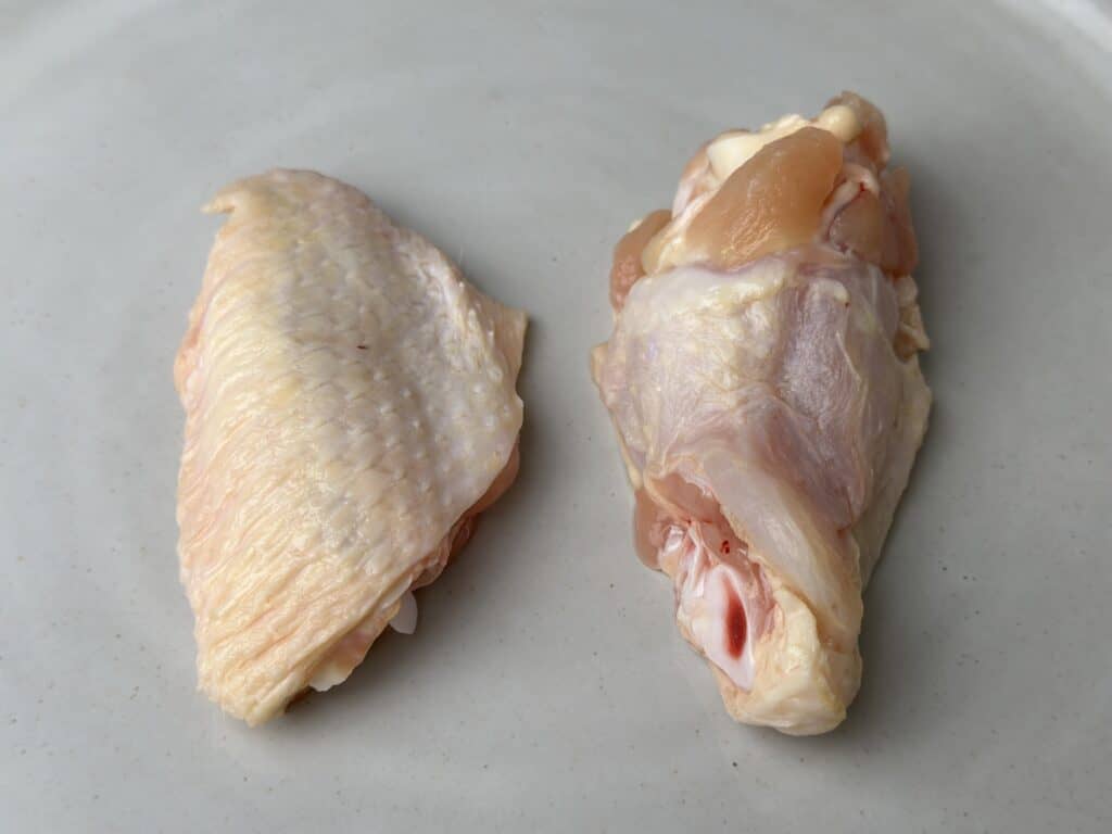 chicken wing flat and drum cut and separated 