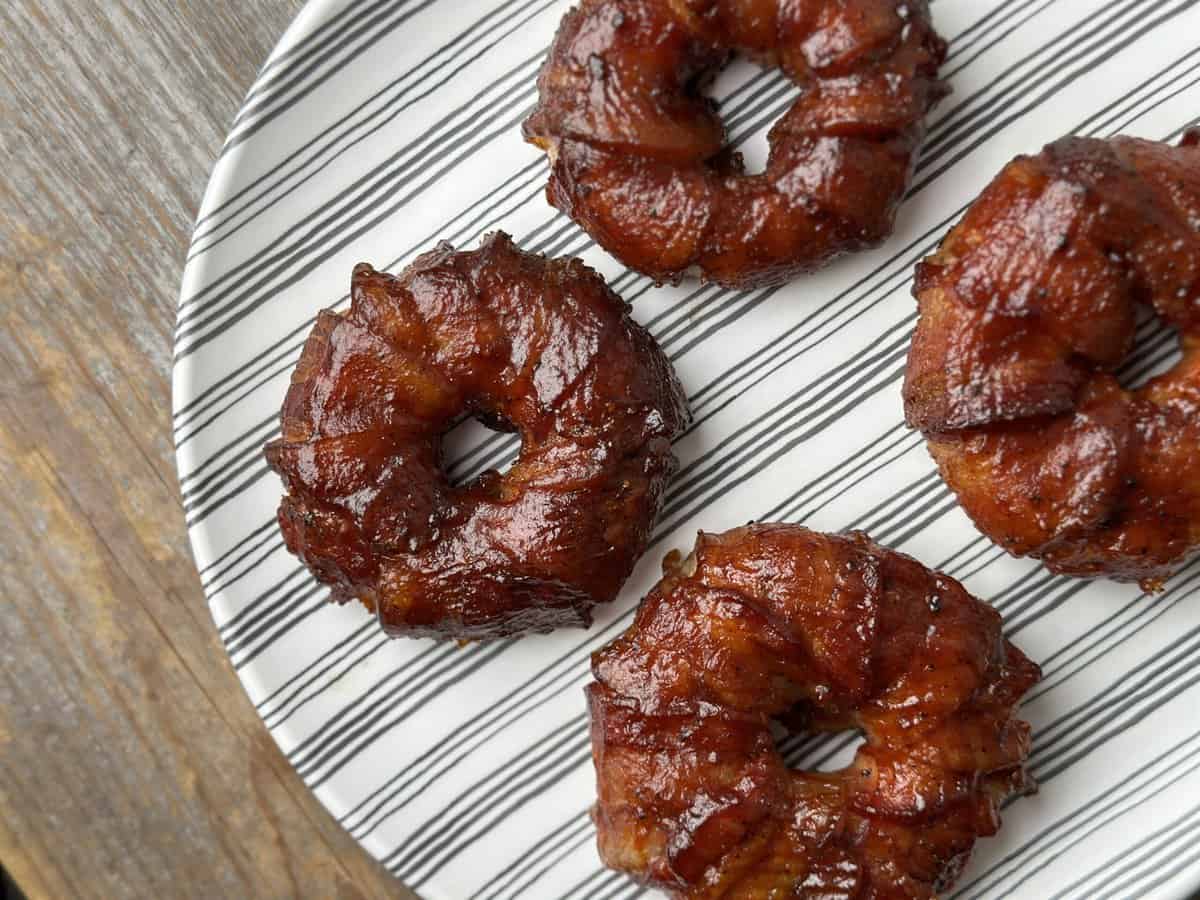 Bacon Wrapped Burger Stuffed Onion Rings - Burnt Pellet BBQ