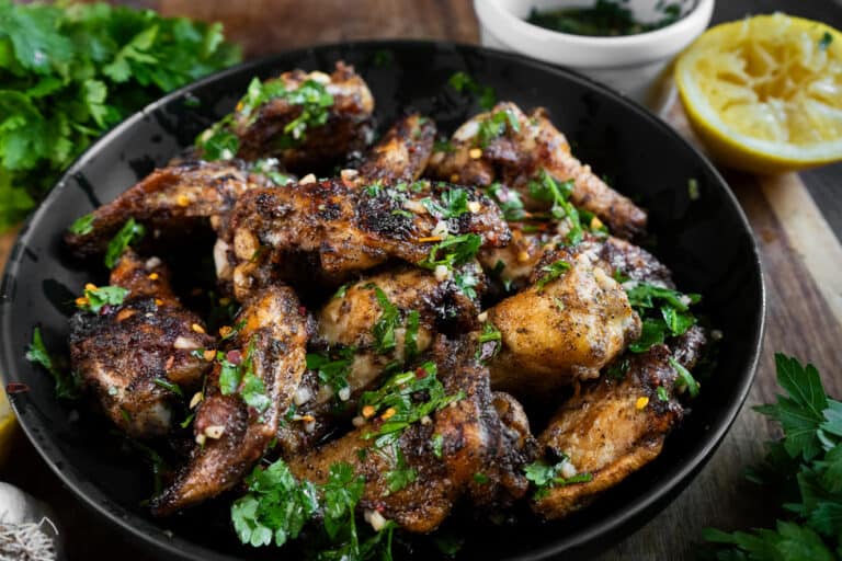 Grilled Chimichurri Wings served on a plate.