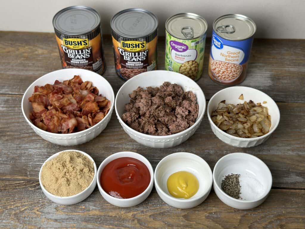 ingredients for Calico baked beans with bacon and beef