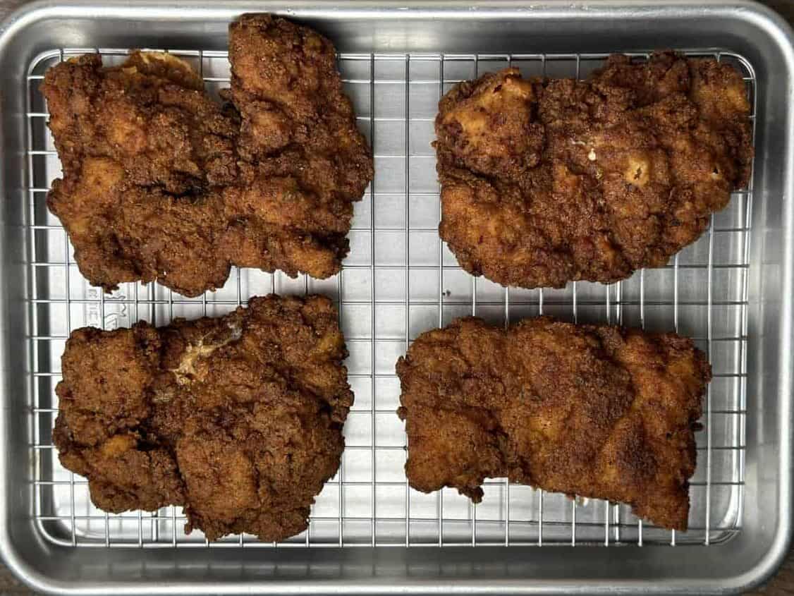 fried chicken on a wire rack