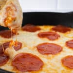 Smoked pepperoni pizza dip.