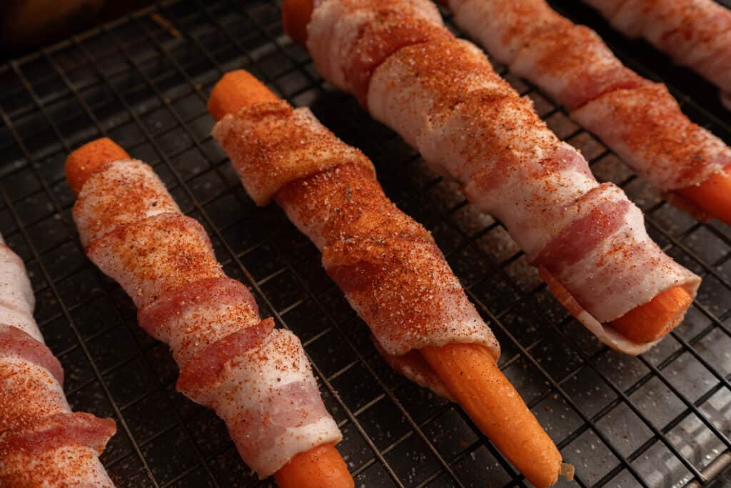 seasoned bacon wrapped carrots