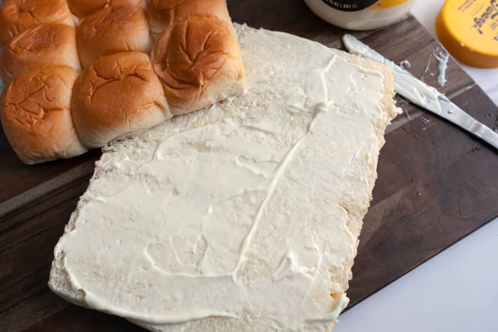 mayo spread on a bun