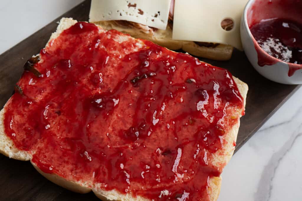 raspberry jalapeno jam on sliders