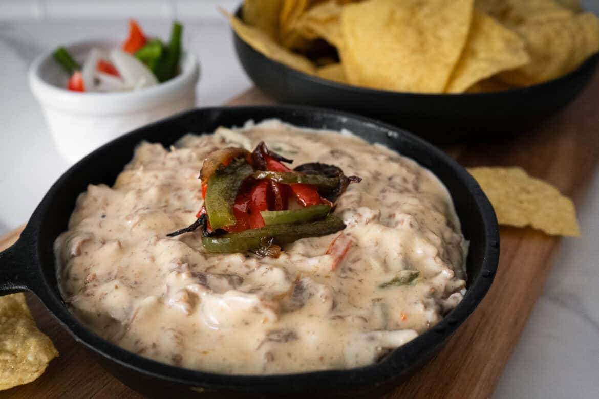 Smoked Philly Cheesesteak Queso