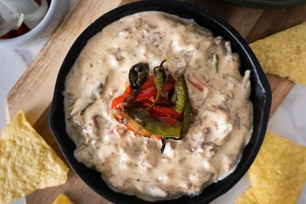 Smoked Philly Cheesesteak Queso