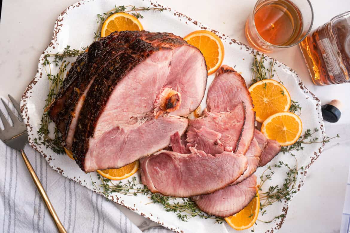 Orange Maple Bourbon Glazed Ham