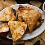 Steak and shrimp quesadillas.