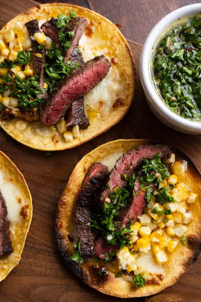 Chimichurri Steak and Corn Tacos.