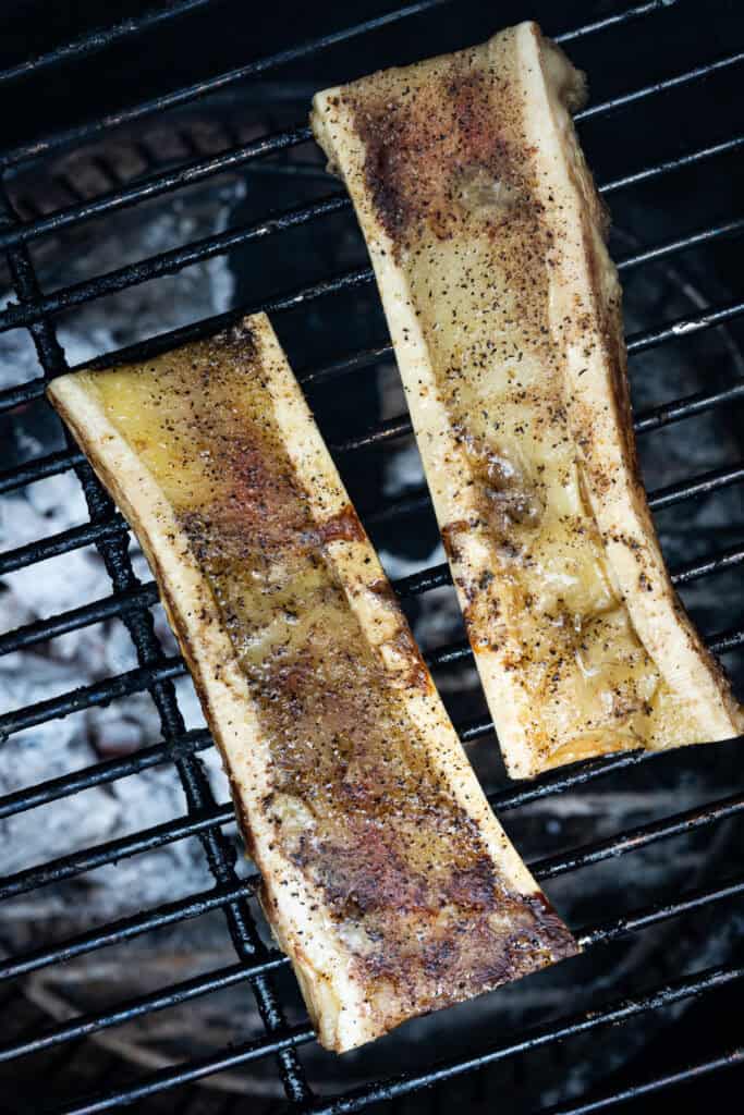 Bone marrow on the smoker.