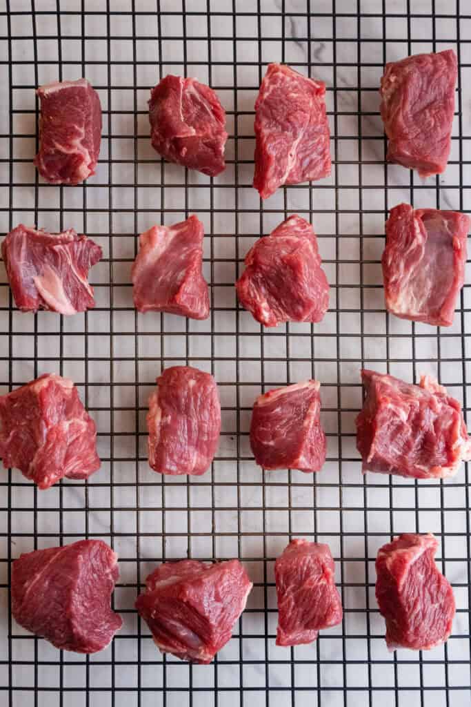 Cubed chuck roast for chuck roast burnt ends. 