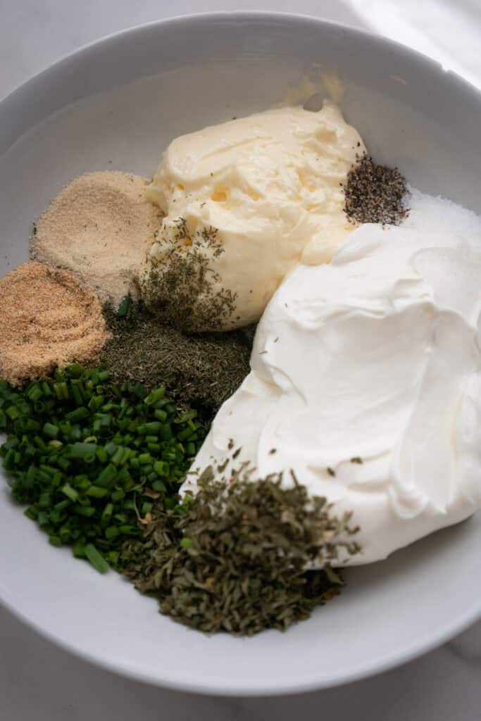 Homemade Ranch Ingredients in a bowl.