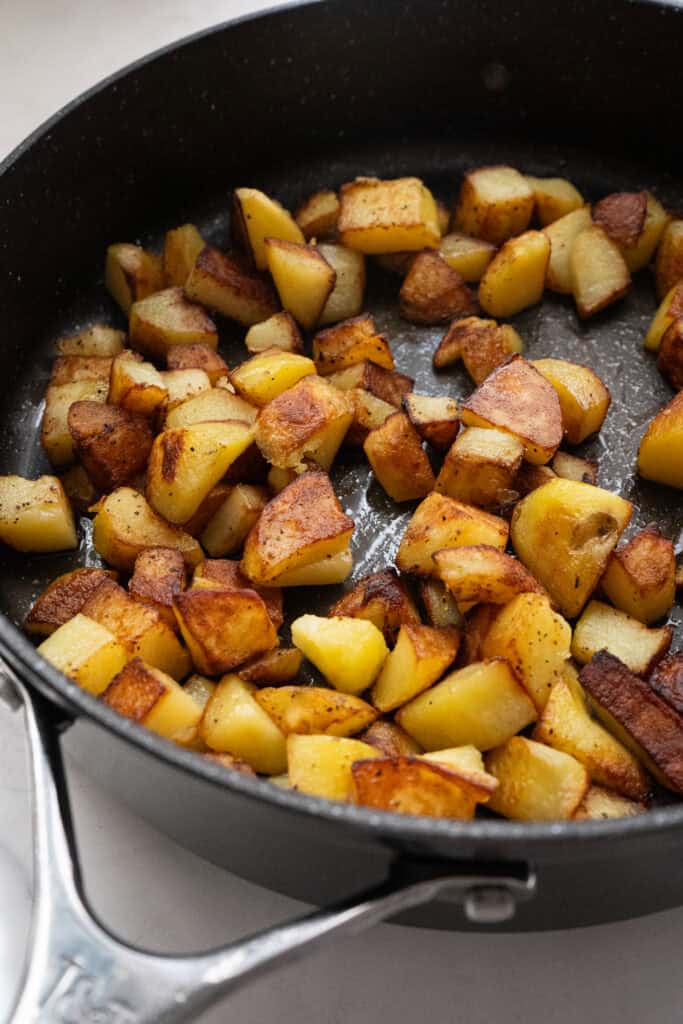 Golden brown potatoes.