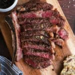 Steak sliced with bone marrow butter.