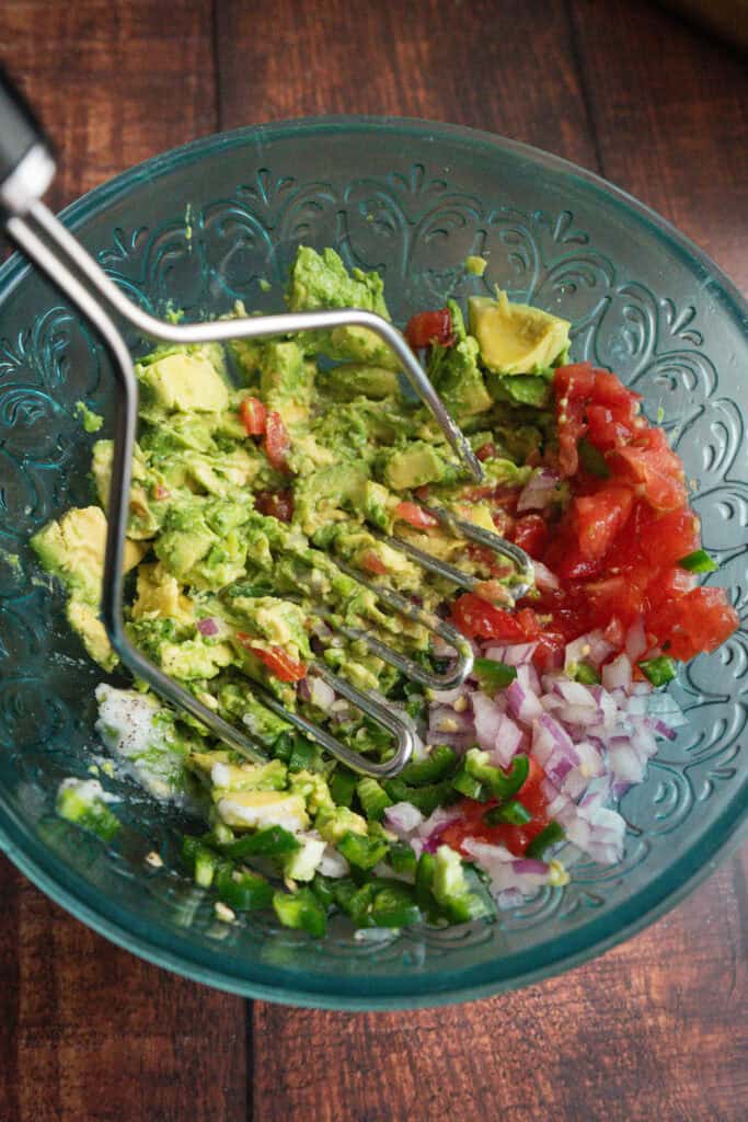 homemade guacamole in a bowl.