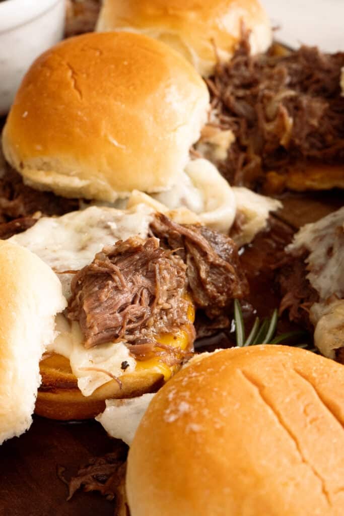 Slow Cooker French Dip Sliders.