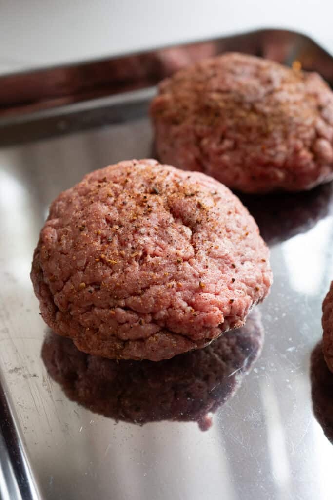 Burger stuffed with cheese.