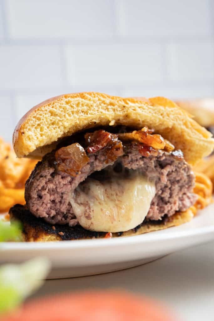 Juicy Lucy Burger with Bacon Jam