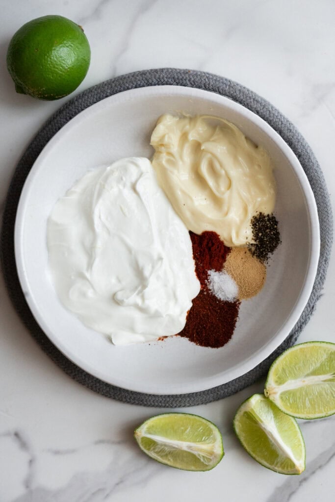 Creamy sauce in a bowl.