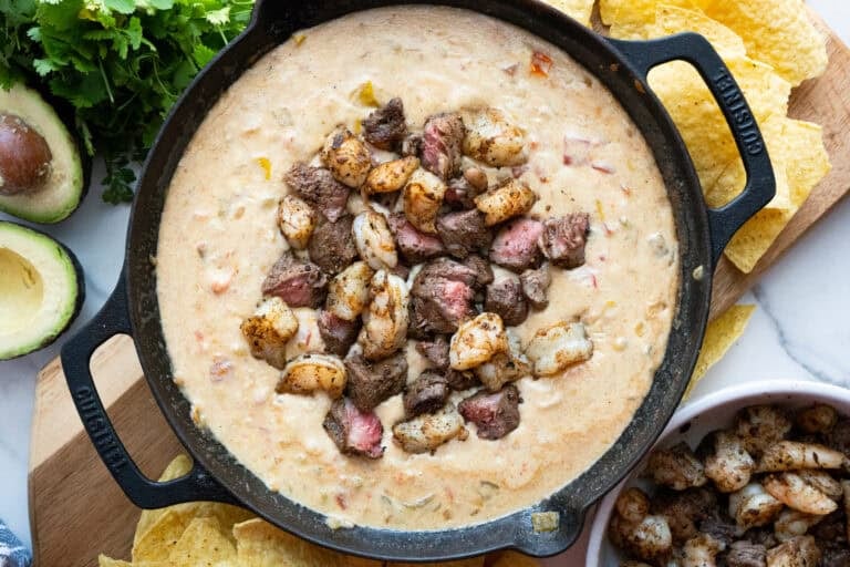 Steak and Shrimp Queso Dip