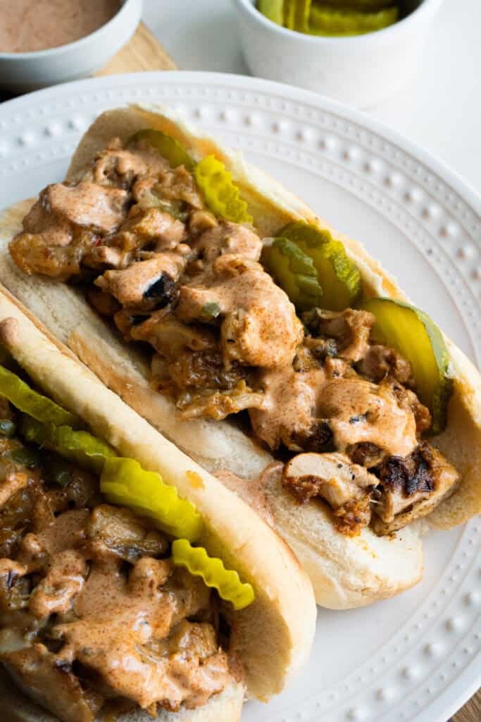 Nashville Hot Chicken Cheesesteak Sandwich.