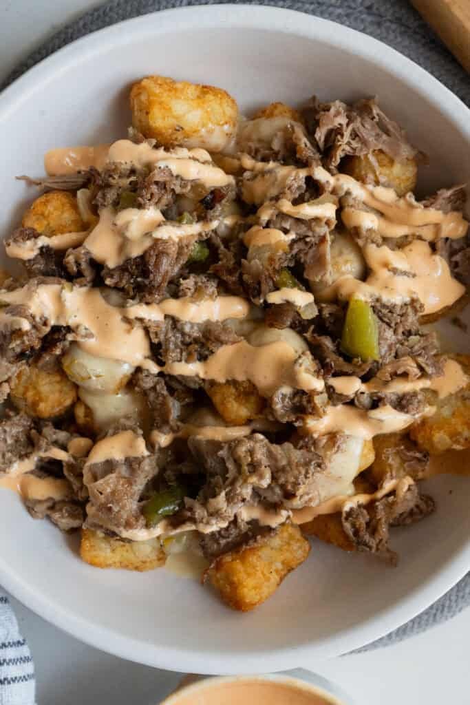 Cheesesteak loaded tots.