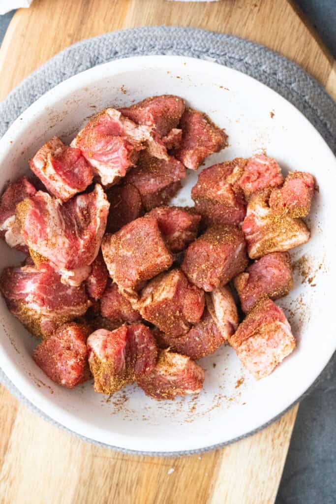 Seasoned steak bites.