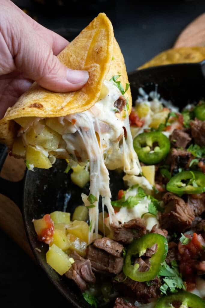 Cheesy Steak Skillet Tacos.