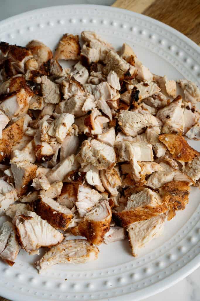 Cubed chicken breast.