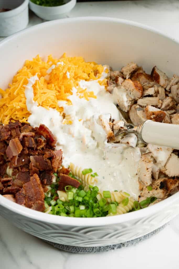 Chicken Bacon Ranch Pasta Salad.