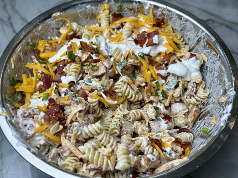 Chicken Bacon Ranch Pasta Salad.