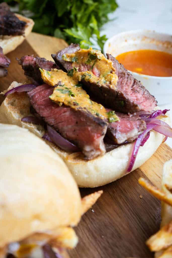 Cowboy Butter Steak Frites Sandwich.