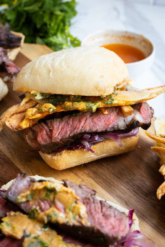 Cowboy Butter Steak Frites Sandwich.