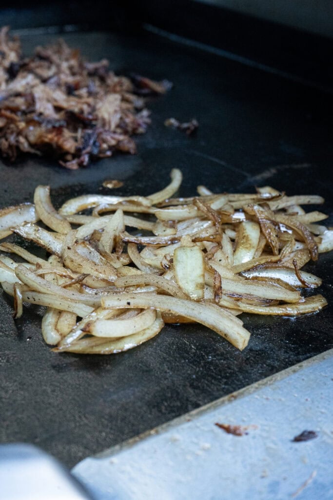 onions for smoked brisket cheesesteaks.