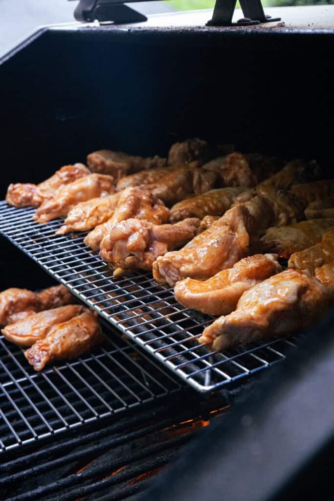 Buffalo Chimichurri Wings on the smoker.