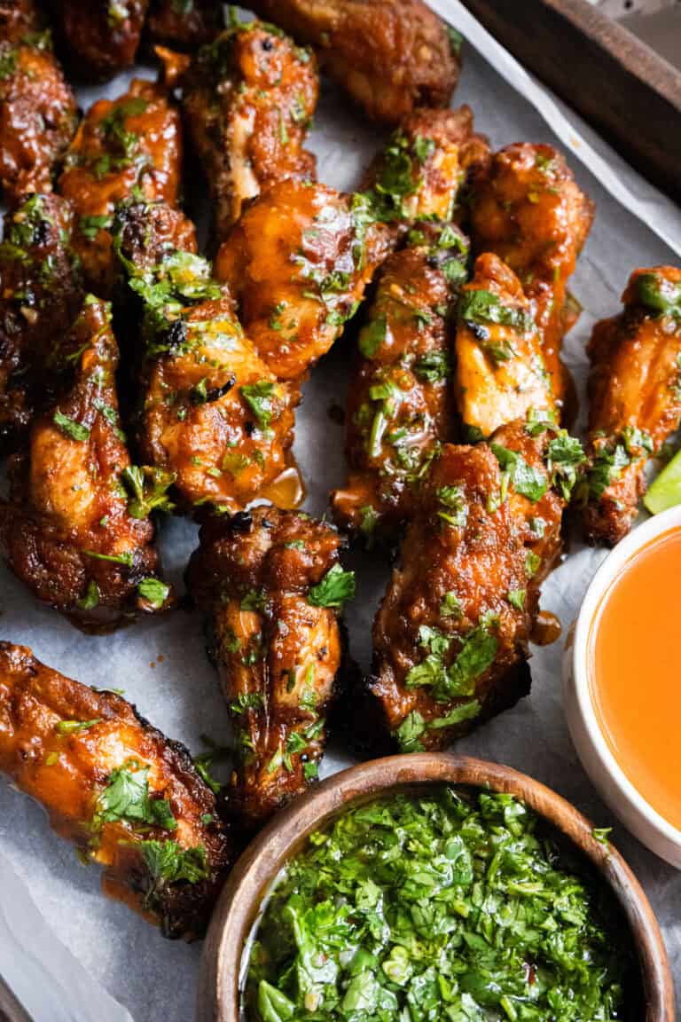 Buffalo Chimichurri Chicken Wings.