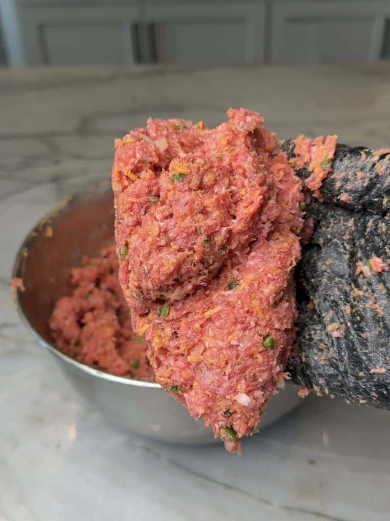 Jalapeno popper smoked meatball mixture.