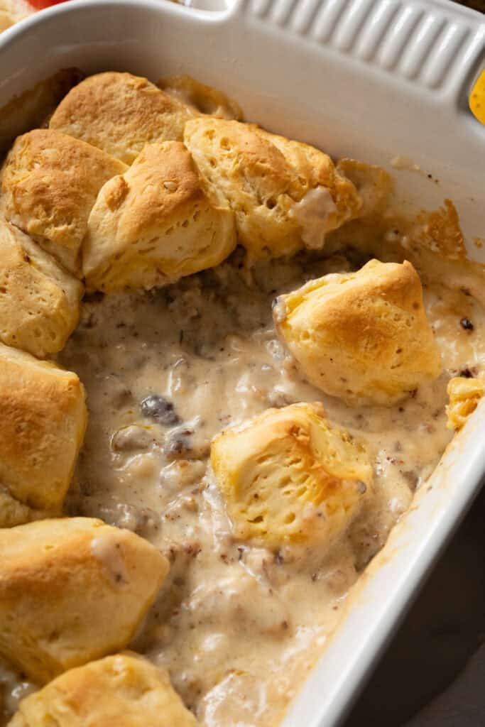 Biscuits and Gravy Casserole.