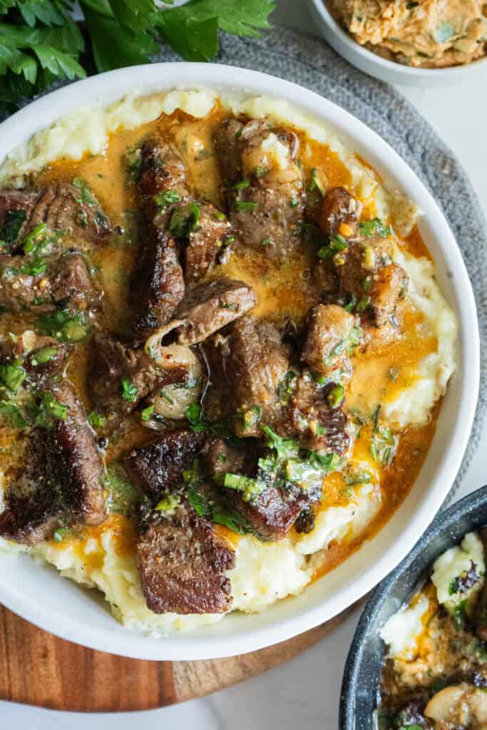 Steak bites with Cowboy Butter.