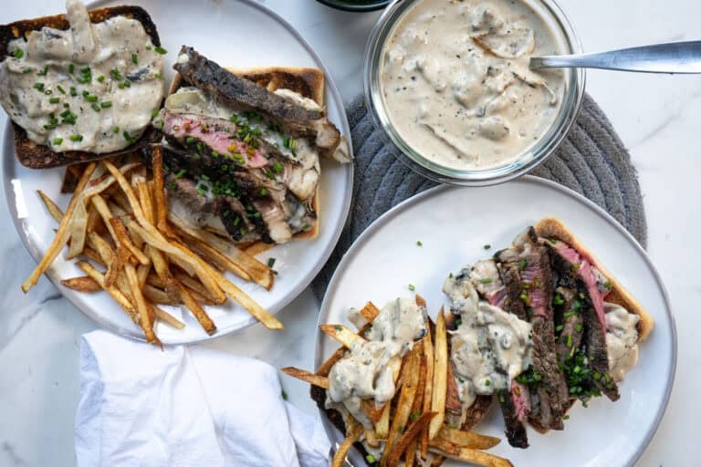 Creamy Mushroom Steak Frites Sandwich.