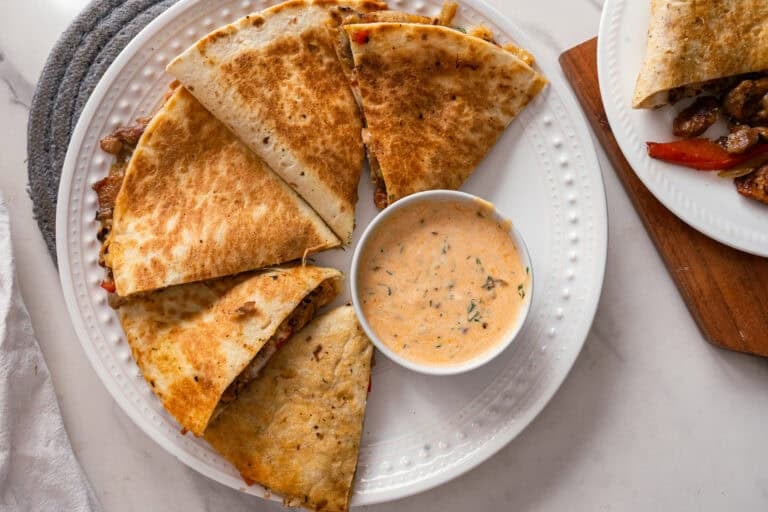 Chicken Bacon Hot Honey Ranch Quesadillas