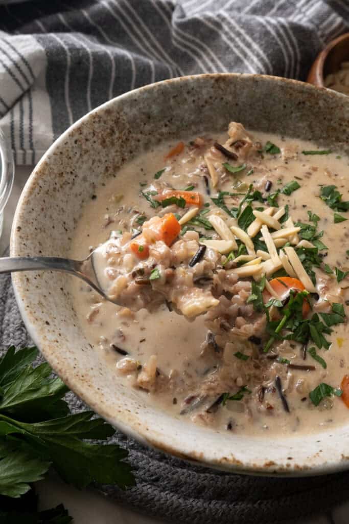 Smoked Chicken Wild Rice Soup.