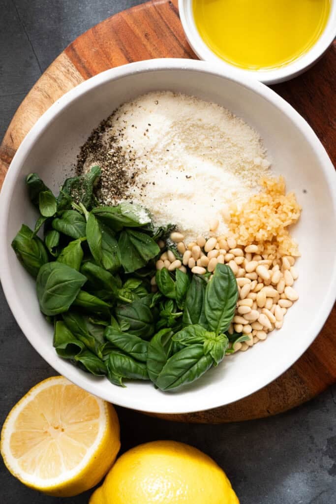 Homemade Pesto Ingredients.
