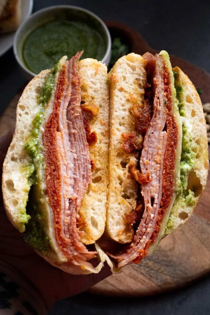 Hot Italian Pesto Sandwich.