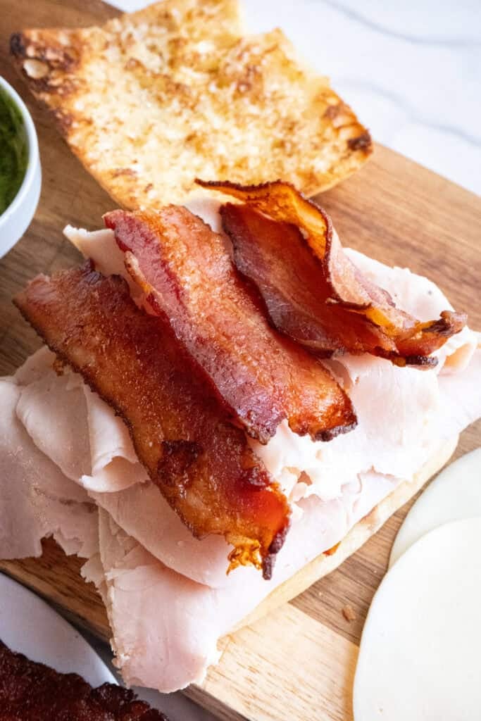 Turkey and Bacon Pesto Sandwich.