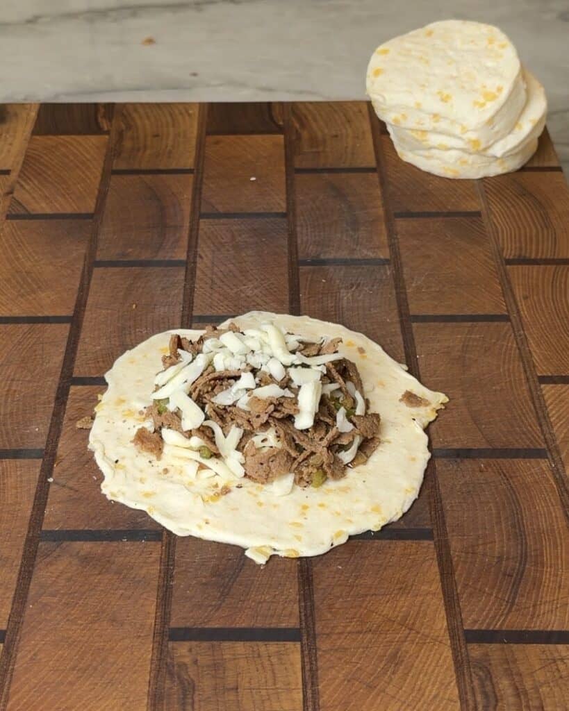Philly Cheesesteak Stuffed Biscuit mixture.