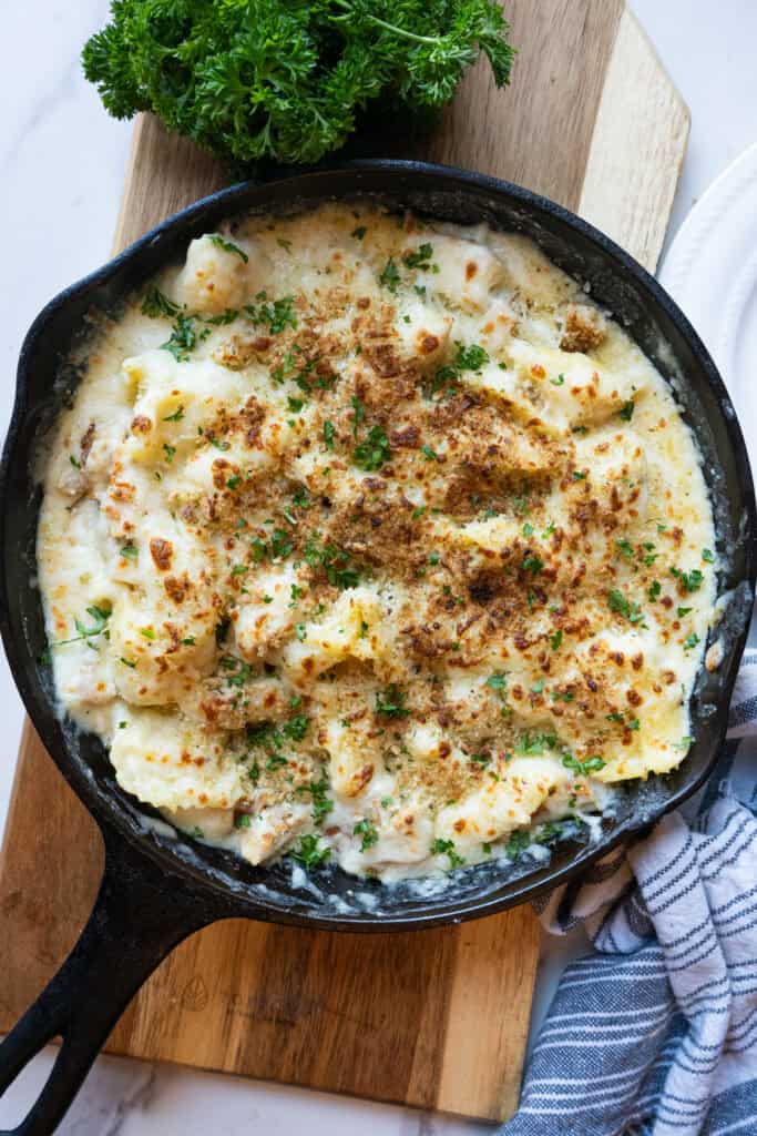 Grilled Chicken Alfredo Casserole.