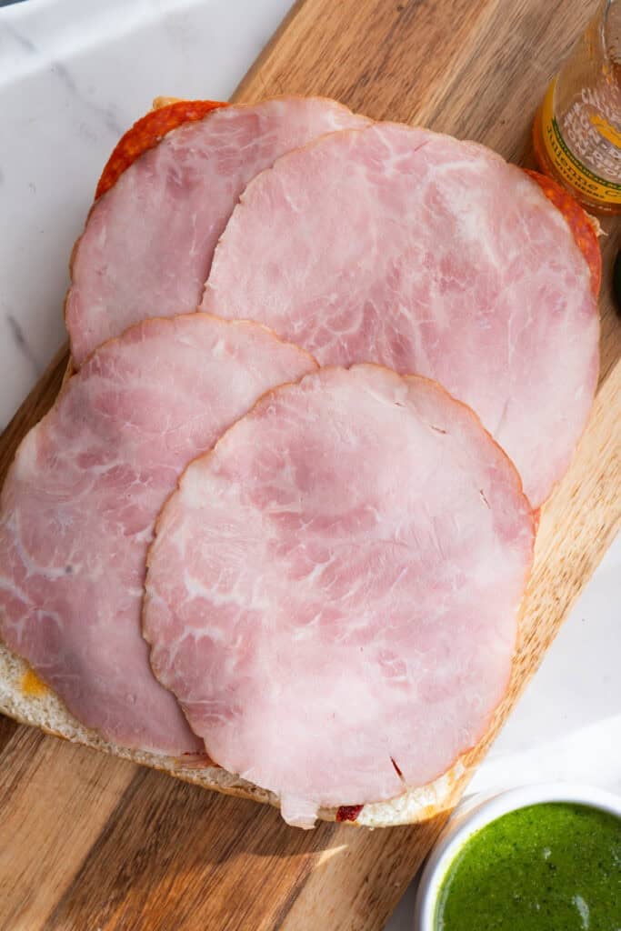 Ham on Italian pest sliders.