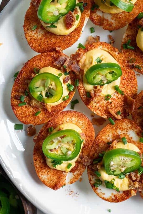Smoked Jalapeño Popper Deviled Eggs.